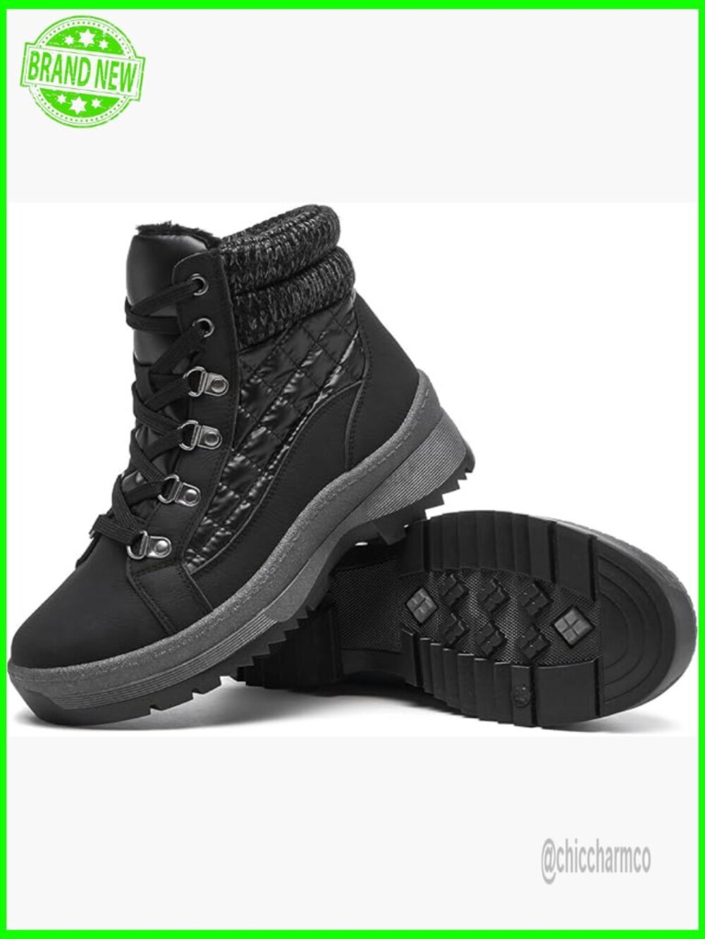 Women's Winter Ankle Boots Faux Fur Lined Non-Slip Snow Boots Lace-Up